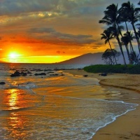 Sunset at Island of Maui, Hawaii